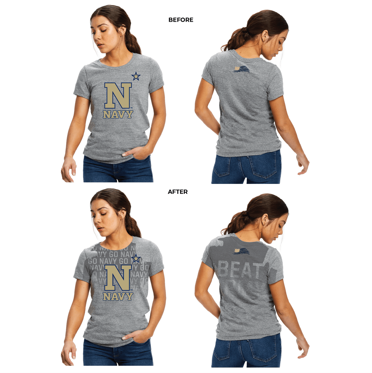 Women's Go Navy - Beat Army Sweat Tee